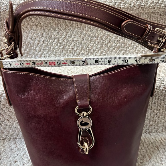 Dooney Burgundy Leather Bucket Bag with Gold Hardware with card wallet - Picture 13 of 16